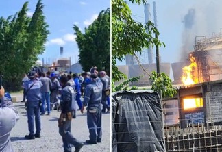 Trabalhadores evacuaram área para fugir das chamas / Reprodução Redes Sociais